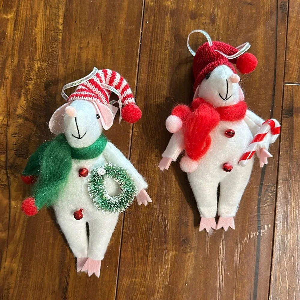 2 Felt Mouse Mice Christmas tree Ornaments from Target Woodland 2022‎ co…